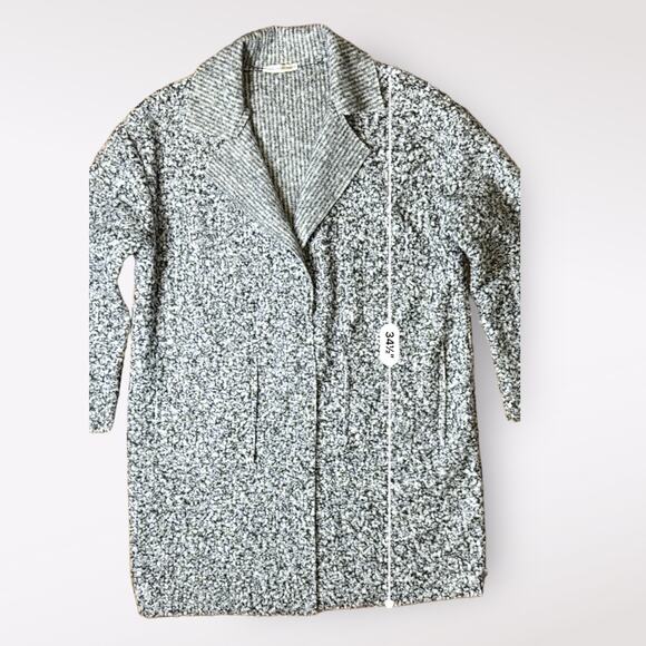 Women’s Italian Bouclé Knit Coat Gray Black Shawl Collar New Collection L 13 - Picture 7 of 8